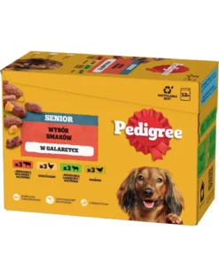 PEDIGREE Senior Scelta di Gusti bustine 12x100 g cibo umido completo per cani adulti con mix di manzo e fegato, con pollo, con mix di agnello e fegato, con pollame in gelatina