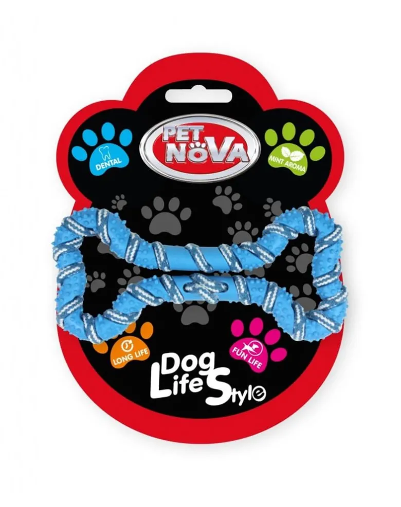 PET NOVA DOG LIFE STYLE Corda per osso di cane 20 cm, blu, aroma di menta