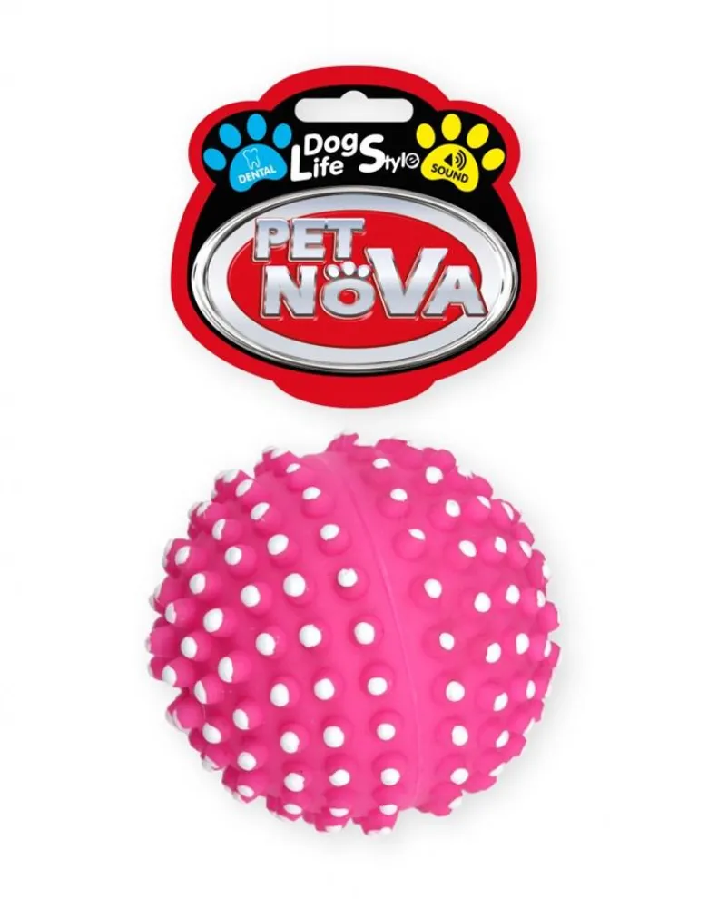 PET NOVA DOG LIFE STYLE Palla di riccio rosa da 6,5 cm con linguette