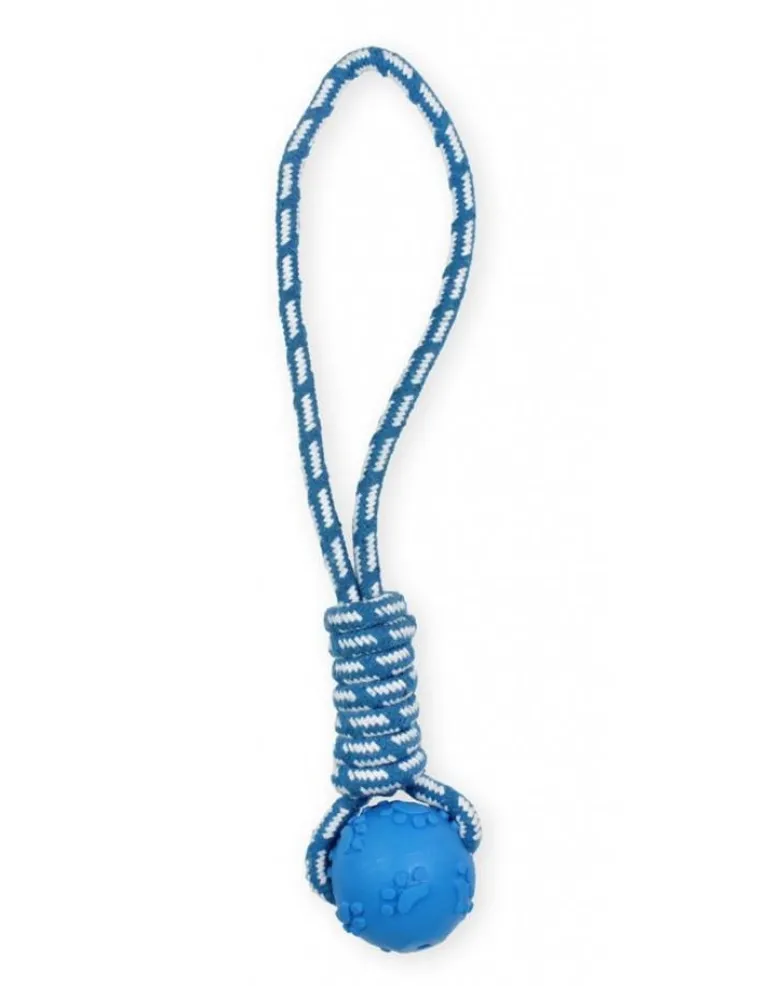 PET NOVA DOG LIFE STYLE Palla su corda 40 cm, blu, aroma menta