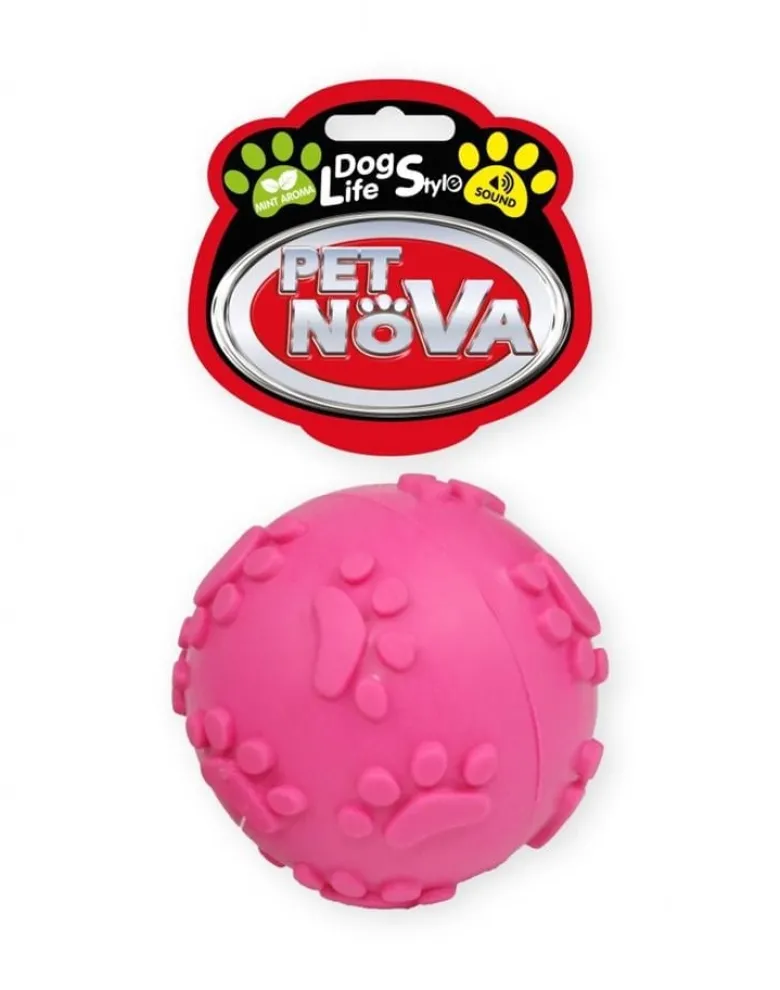 PET NOVA DOG LIFE STYLE Pallina da 6 cm con suono, rosa, sapore di menta