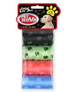 PET NOVA Dog Lifestyle sacchetti igienici, 4 rotoli x 20 pz.
