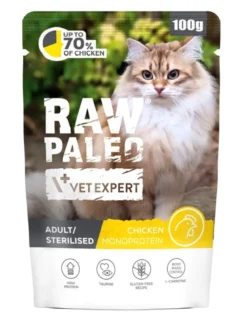 RAW PALEO Monoprotein Adult Sterilised Chicken 100 g per gatti adulti e sterilizzati con pollo