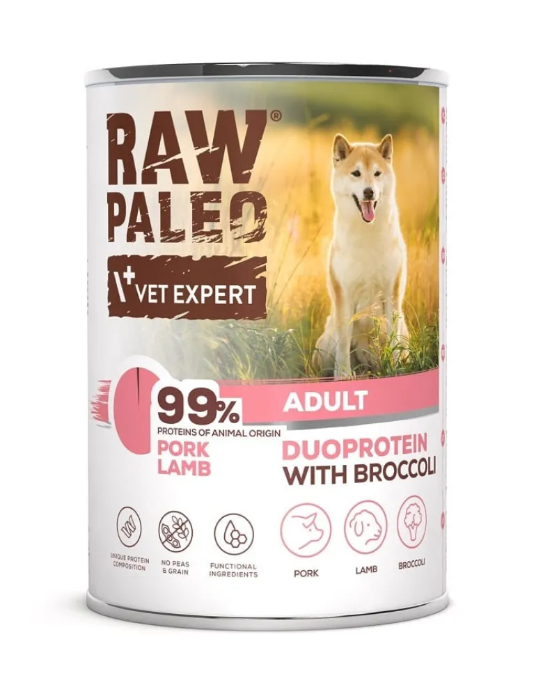 RAW PALEO Pork Lamb Adult 400g cibo umido per cani maiale e agnello