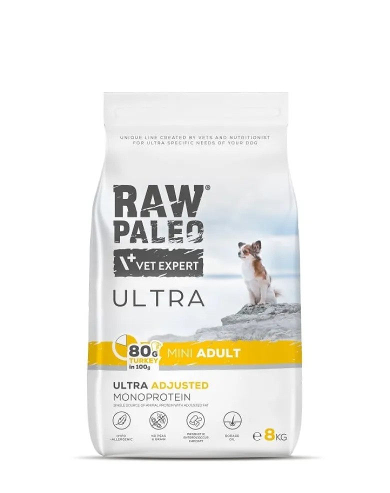RAW PALEO Ultra Turkey Mini Adult 8kg per cani adulti di piccola taglia tacchino