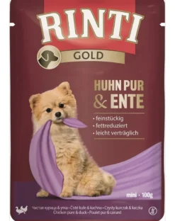 RINTI Chicken Pure&Duck Mini pollo e anatra in bustina per cani di piccola taglia 100 g