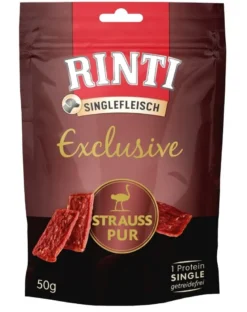 RINTI Singlefleisch Exclusive Snack Ostrich Snack con struzzo per cani 50g