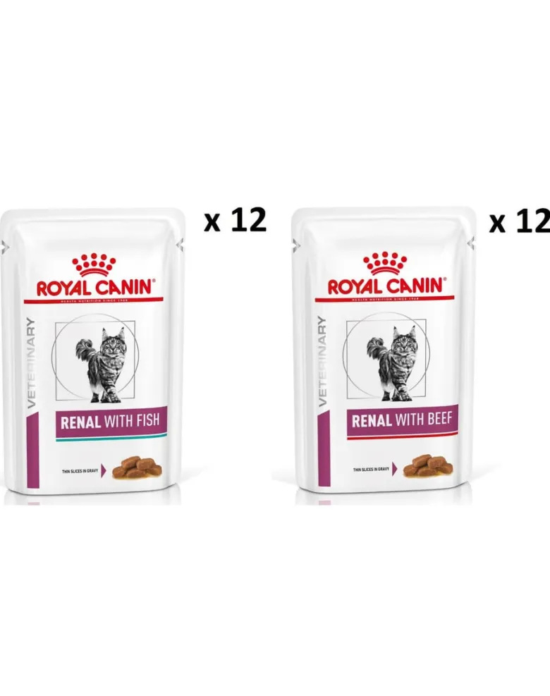 ROYAL CANIN Renal Feline Fish 12 x 85g + Beef 12 x 85g