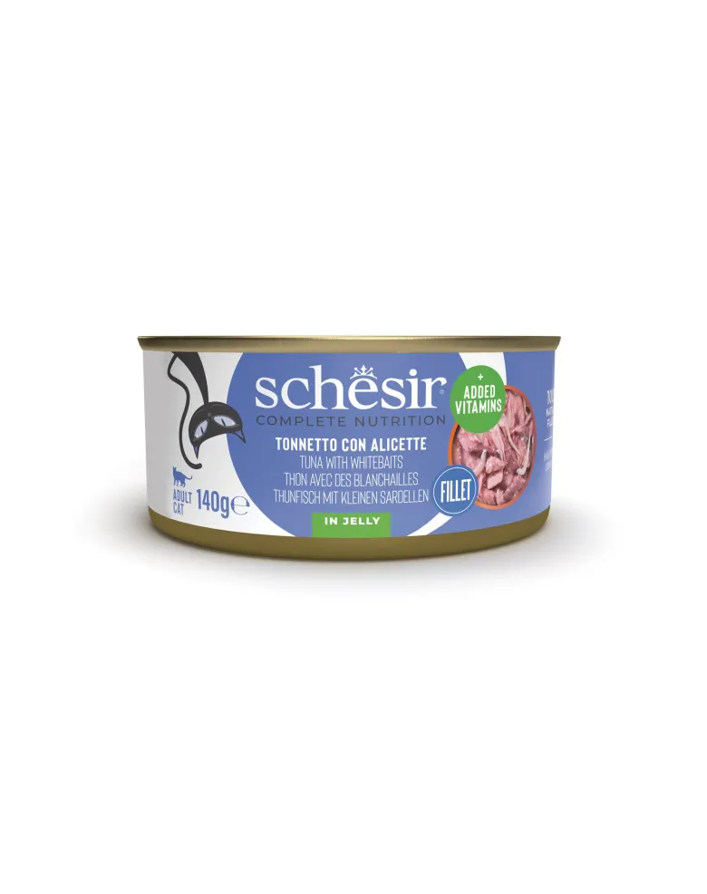SCHESIR Tonno con piccoli pesci di mare Alimento complementare per gatti 140 g