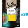 SHEBA Delicacy in bustina 28x85g Alimento umido completo per gatti adulti bocconcini di pollo in gelatina