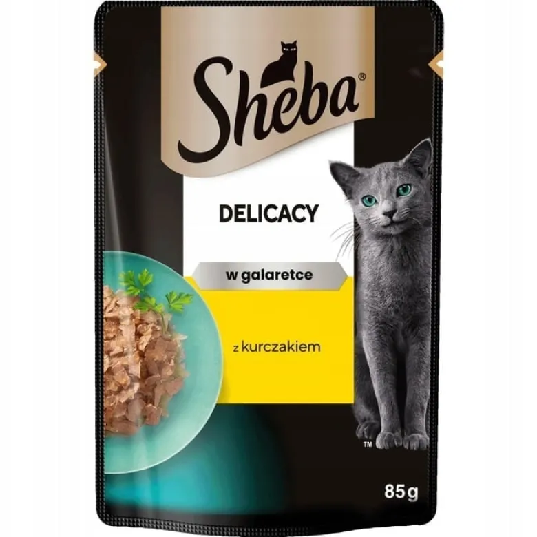 SHEBA Delicacy in bustina 28x85g Alimento umido completo per gatti adulti bocconcini di pollo in gelatina