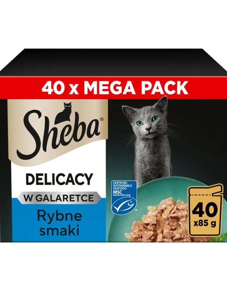 SHEBA Delicacy Sapori di pesce in gelatina 40x85 g cibo umido per gatti