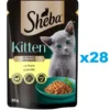 SHEBA Kitten in bustina 28x85g cibo umido completo per gattini bocconcini di pollo in salsa