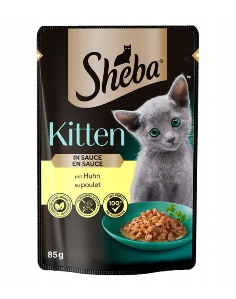 SHEBA Kitten in bustina 28x85g cibo umido completo per gattini bocconcini di pollo in salsa