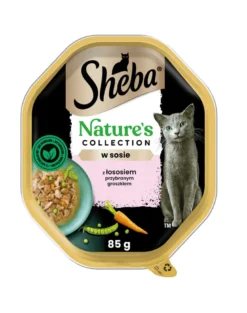 SHEBA Nature’s Collection in vaschetta 85g Alimento umido completo per gatti adulti bocconcini con salmone guarniti con piselli in salsa