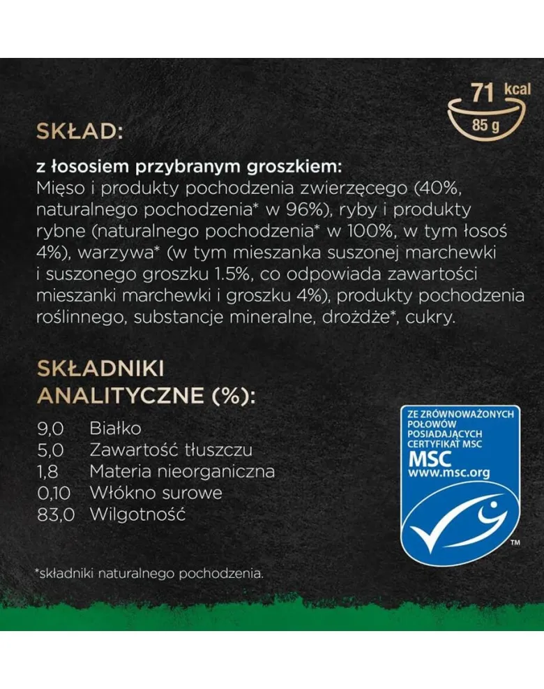 SHEBA Nature’s Collection in vaschetta 85g Alimento umido completo per gatti adulti bocconcini con salmone guarniti con piselli in salsa