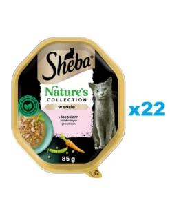 SHEBA Nature’s Collection in vaschetta 22x85g Alimento umido completo per gatti adulti bocconcini con salmone guarniti con piselli in salsa