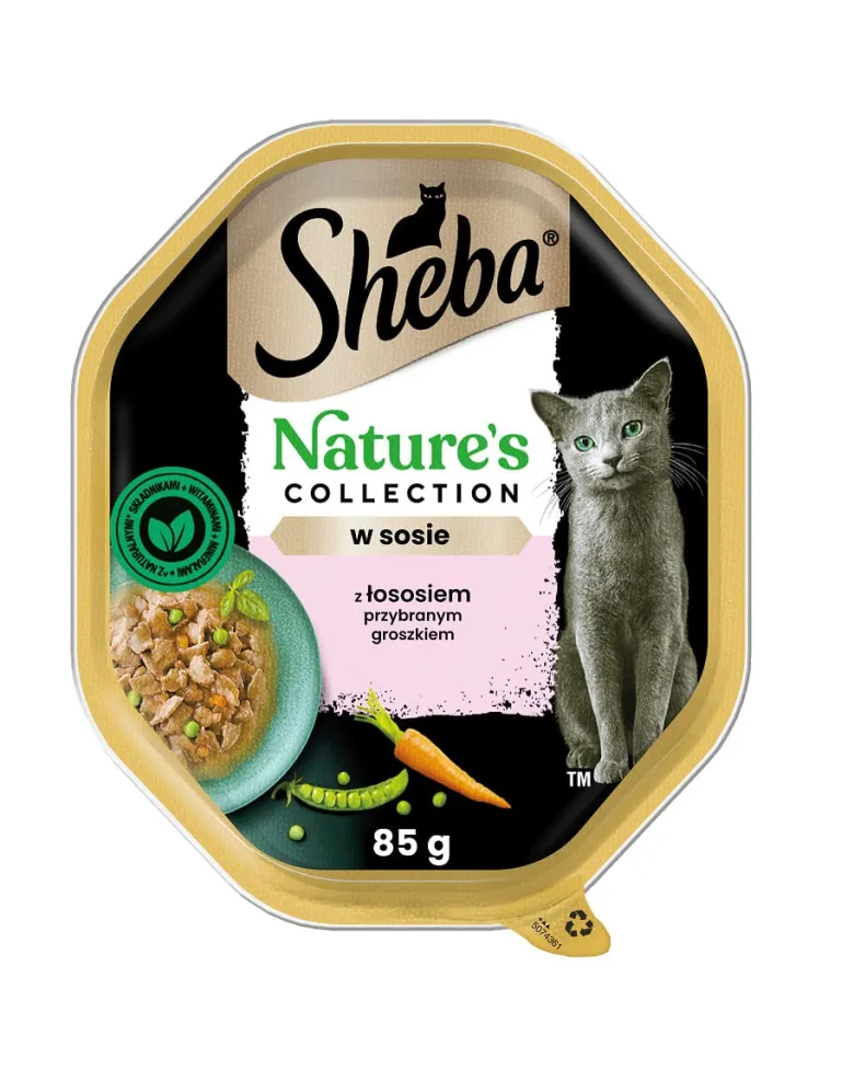 SHEBA Nature’s Collection in vaschetta 22x85g Alimento umido completo per gatti adulti bocconcini con salmone guarniti con piselli in salsa