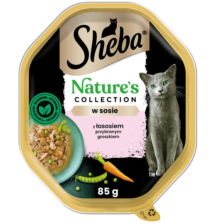 SHEBA Nature’s Collection in vaschetta 22x85g Alimento umido completo per gatti adulti bocconcini con salmone guarniti con piselli in salsa