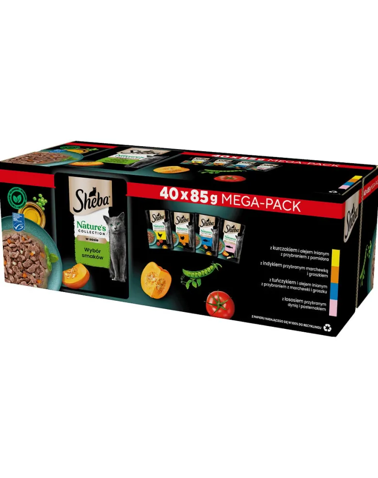 SHEBA Nature's Collection selezione di gusti in salsa alimento umido completo per gatti adulti 40x85g