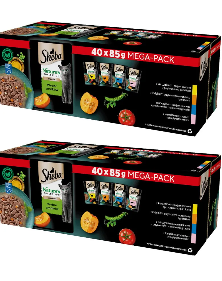 SHEBA Nature's Collection selezione di gusti in salsa alimento umido completo per gatti adulti 80x85g