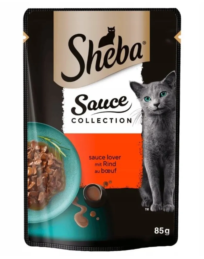 SHEBA Sauce Collection in bustina 85g alimento umido completo per gatti adulti bocconcini con manzo in salsa