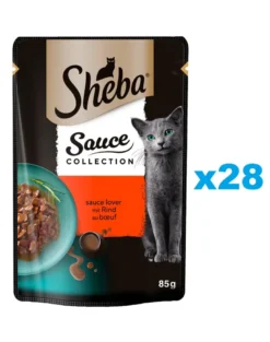 SHEBA Sauce Collection in bustina 28x85g alimento umido completo per gatti adulti bocconcini con manzo in salsa