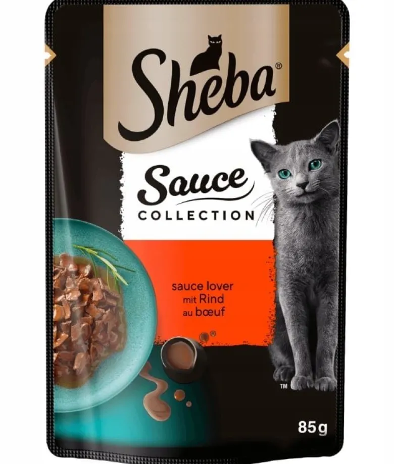 SHEBA Sauce Collection in bustina 28x85g alimento umido completo per gatti adulti bocconcini con manzo in salsa