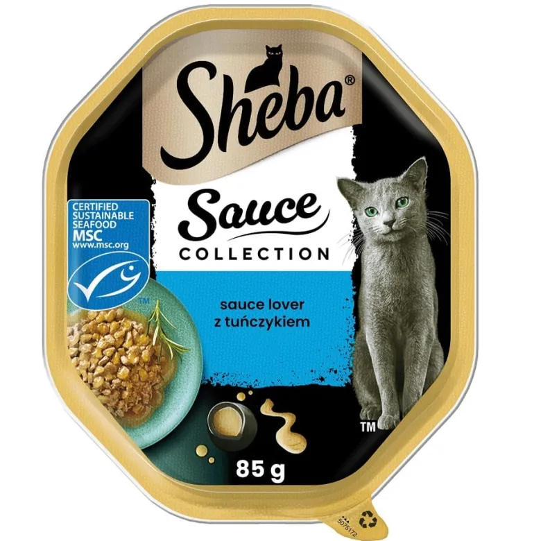 SHEBA Sauce Collection in vaschetta 22x85g Alimento umido completo per gatti adulti bocconcini con tonno in salsa