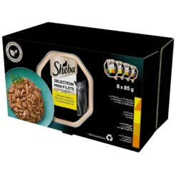 SHEBA Selection Aromi di pollame in vaschetta 32x85 g alimento umido completo per gatti adulti, bocconcini in salsa con pollo e tacchino, pollo, pollame, tacchino