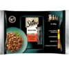 SHEBA Selection Juicy Flavours 4x85g Alimento umido completo per gatti adulti bocconcini in salsa con pollo e manzo, pollo, agnello, anatra e tacchino