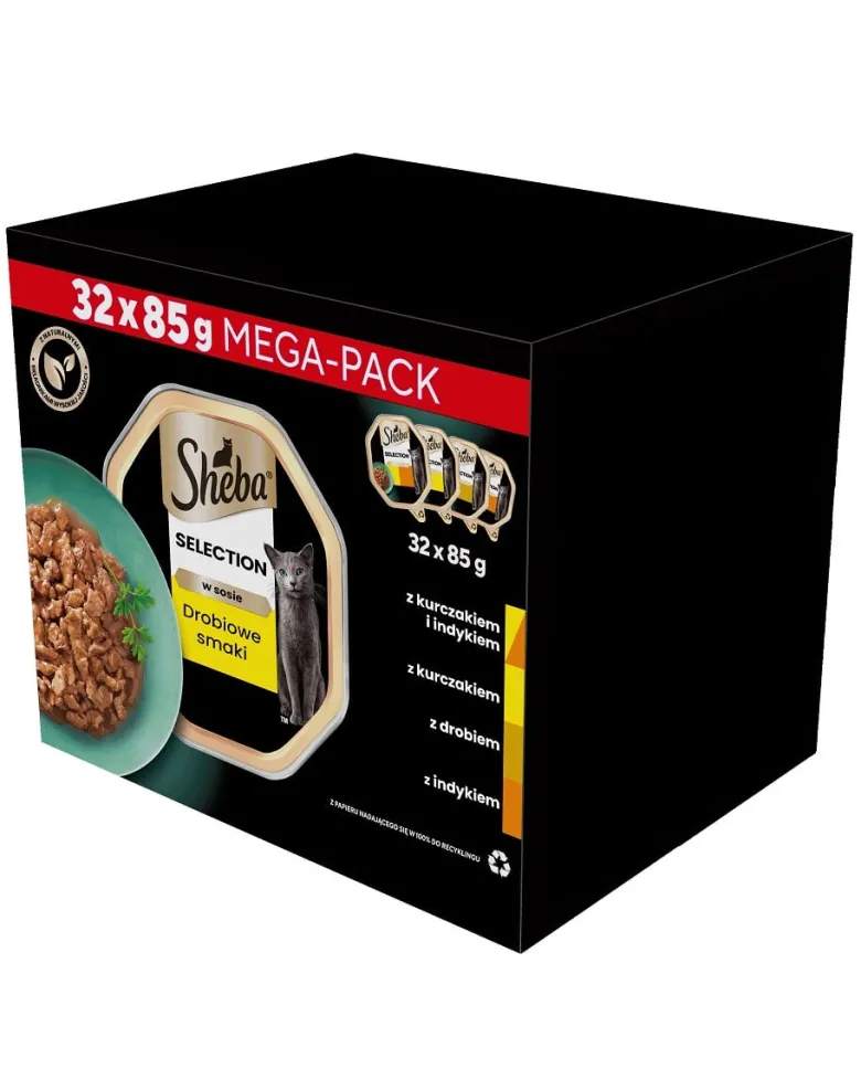 SHEBA Select Slices in Gravy Mix di sapori di pollame in salsa di pollame, pollo e tacchino 32x85g
