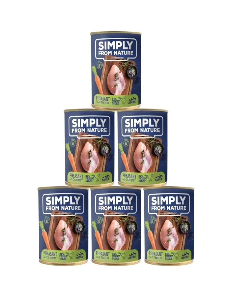 SIMPLY FROM NATURE Cibo umido per cani fagiano e carote 6 x 400g