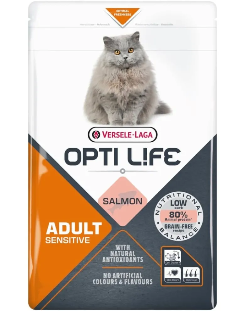 VERSELE-LAGA Opti Life Cat Adult Sensitive Salmon 2.5 kg per gatti adulti sensibili