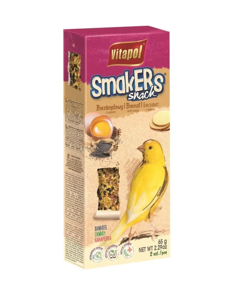 VITAPOL Smakers Pan di Spagna con semi di papavero per canarini 2 pz. 50 g
