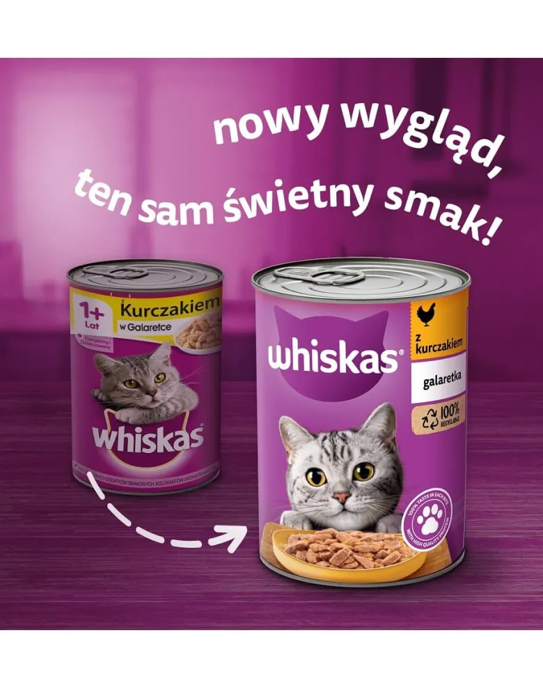 WHISKAS Adult 400g - Alimento umido completo per gatti adulti, pezzi di pollo in gelatina