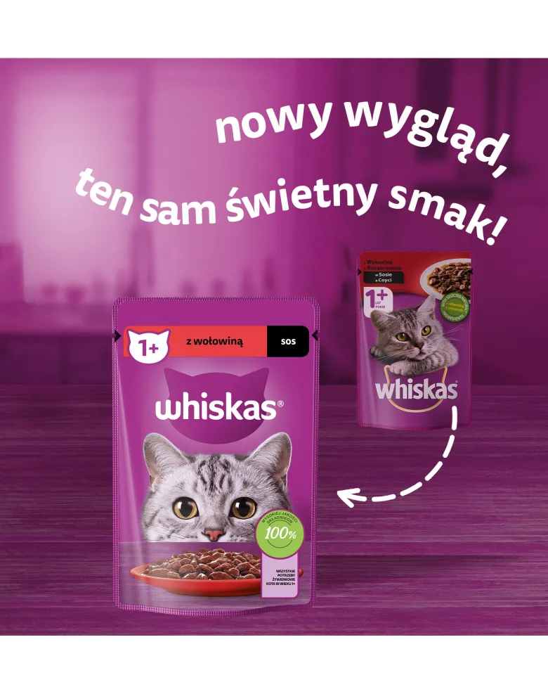 WHISKAS Adult in bustina 85g Alimento umido con manzo in salsa per gatti adulti