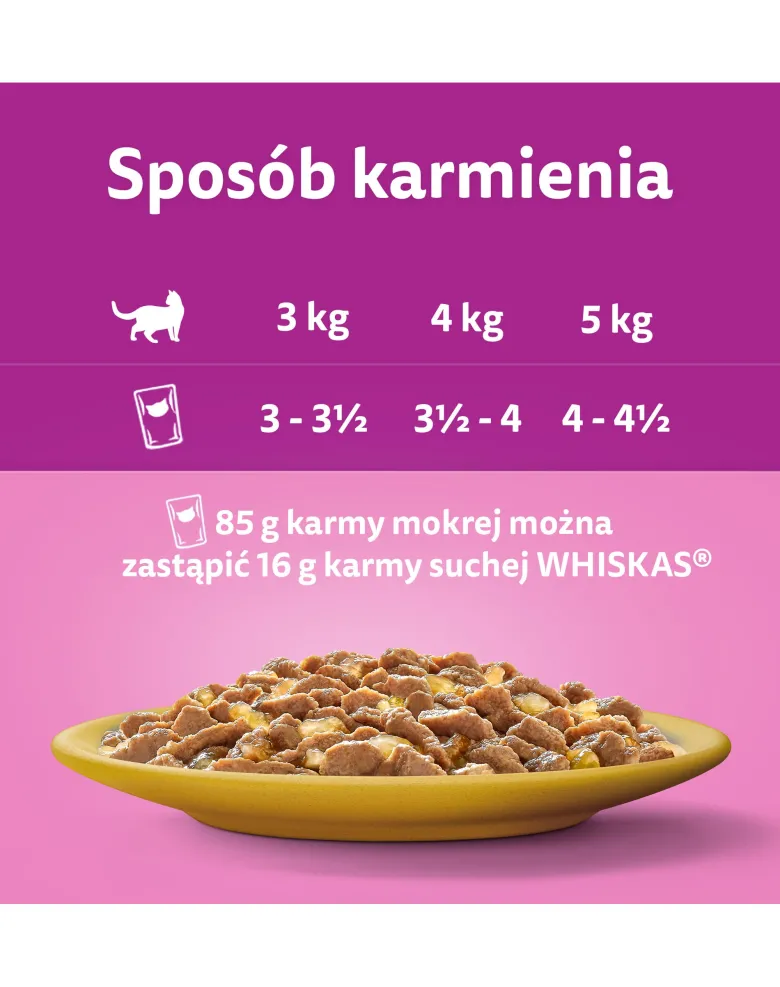 WHISKAS Adult in bustina 85g Alimento umido con pollo in gelatina per gatti adulti
