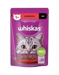 WHISKAS Adult in bustina 28x85g Alimento umido con manzo in salsa per gatti adulti