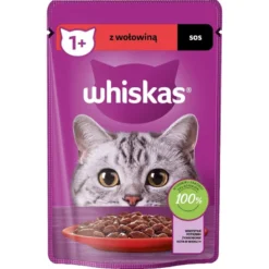 WHISKAS Adult in bustina 28x85g Alimento umido con manzo in salsa per gatti adulti