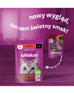 WHISKAS Adult in bustina 28x85g Alimento umido con manzo in salsa per gatti adulti