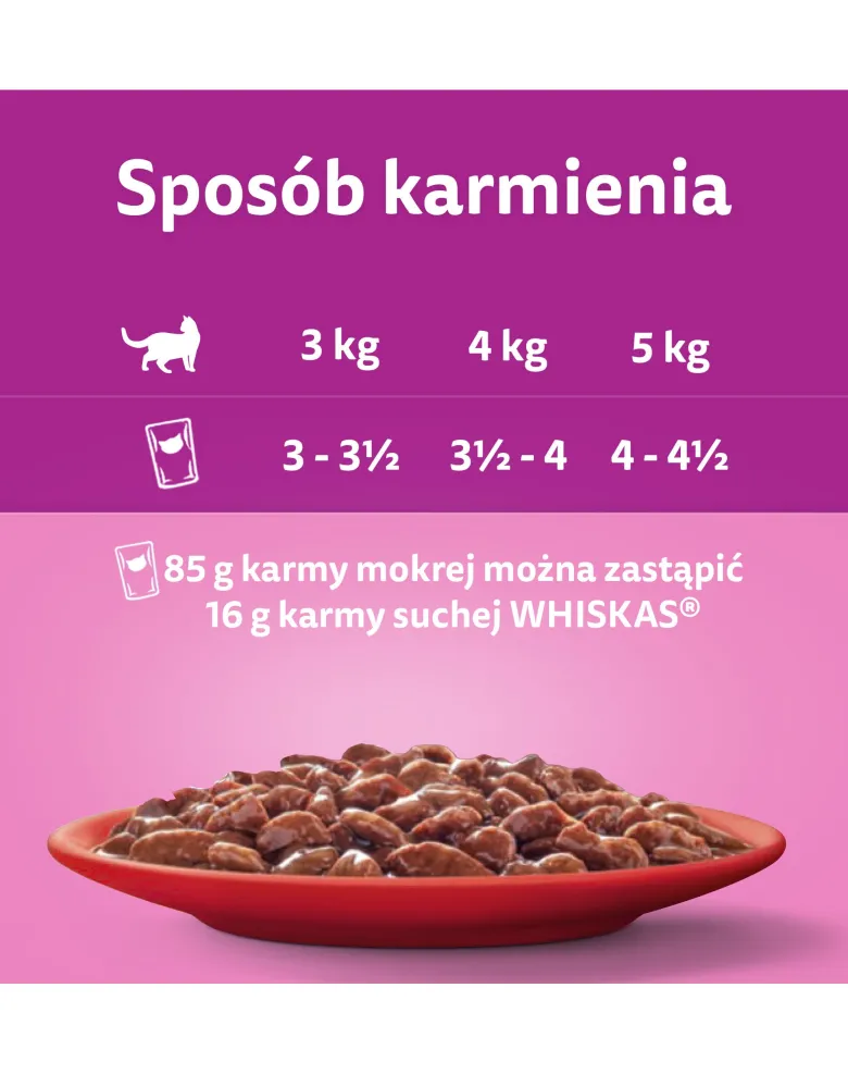 WHISKAS Adult in bustina 28x85g Alimento umido con manzo in salsa per gatti adulti