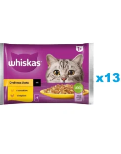WHISKAS Adult in bustina 52x85g Alimento umido per gatti adulti pollo e tacchino in salsa