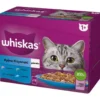 WHISKAS Adult in bustina 12x85g Selezione di Pesce cibo umido in gelatina per gatti adulti salmone, tonno, merluzzo, pesce bianco