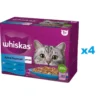 WHISKAS Adult in bustina 48x85g Selezione di Pesce cibo umido in gelatina per gatti adulti salmone, tonno, merluzzo, pesce bianco