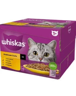 WHISKAS Adult in salsa 24x85g Bocconcini con pollo, anatra, pollame, tacchino per gatti adulti