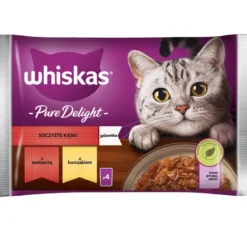 WHISKAS Adult Pure Delight 52x85g Alimento umido per gatti in pezzi con manzo e pollo