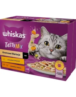 WHISKAS Adult Tasty Mix 48x85g Variazioni cremose con pollo e verdure, agnello e tacchino in salsa