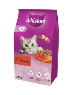 WHISKAS Adult 6x1,4 kg alimento secco completo per gatti adulti con carne di manzo