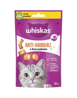 WHISKAS Anti Hairball 6x50g snack contro boli di pelo per gatti adulti